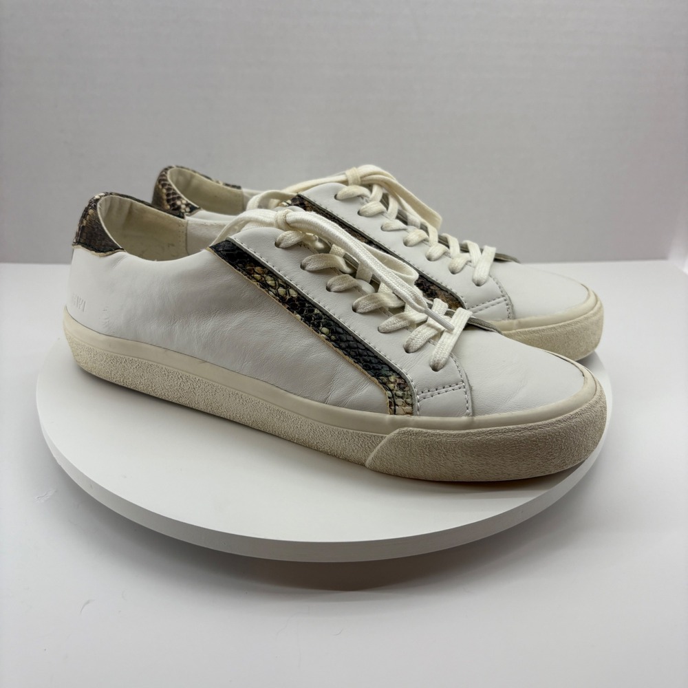 Madewell Leather Sneakers Snake Print Trim Low Top Casual Shoes Women's Size 8